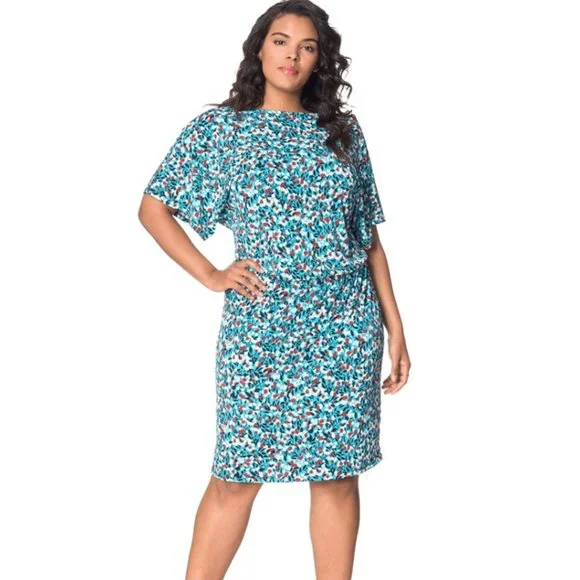 Leota Dresses | Leota Tiffany Dolman Sleeve Dress In Calico Light (Size Medium) | Color: Blue/White | Size: M | Klmorris's Closet